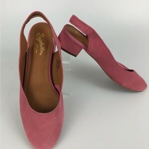Seychelles Pink Suede Slingback Low Heel Sandals‎ Size 8.5